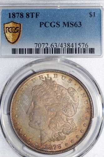 良好な状態 1878年 8TF モルガン 90% シルバー ダラー PCGS MS63 (AWS-183)(43841576)