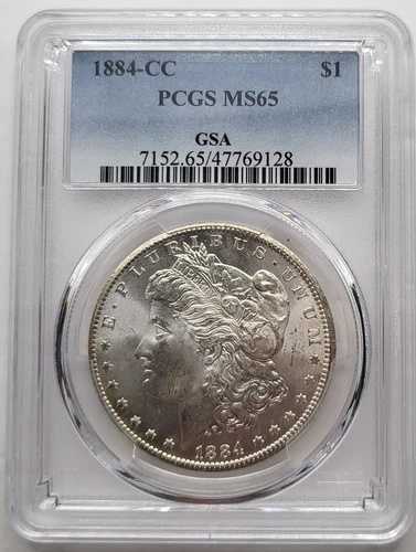 1884-CC 1ドル モルガン銀貨 PCGS MS65 GSA