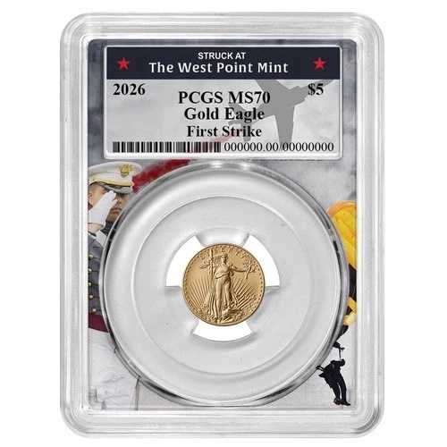 2026年 5ドル アメリカンゴールドイーグル 1/10オンス PCGS MS70 FS ウェストポイントフレーム