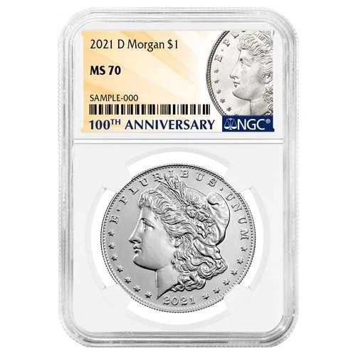 2021-D 1ドルモルガン銀貨 NGC MS70 100周年記念ラベル