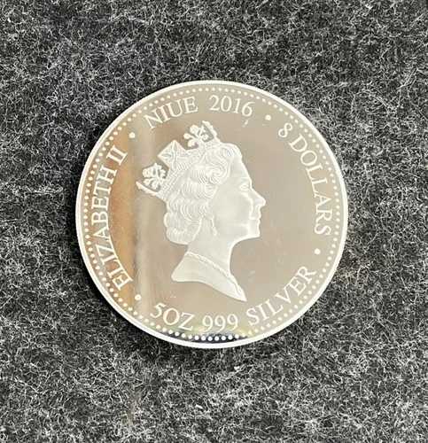 2016年 申年 5オンス 金箔押し高浮き彫り 0.999 シルバー プルーフコイン - ニウエ