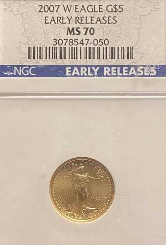 2007年製 バーニッシュドゴールドイーグル 1/10オンス NGC MS70 アーリーリリース 5ドル