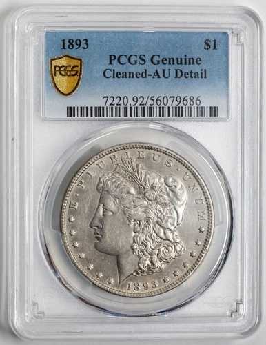 1893年 モルガン・ダラー AU 詳細 PCGS 90% シルバー 1ドルコイン - クリーニング済み