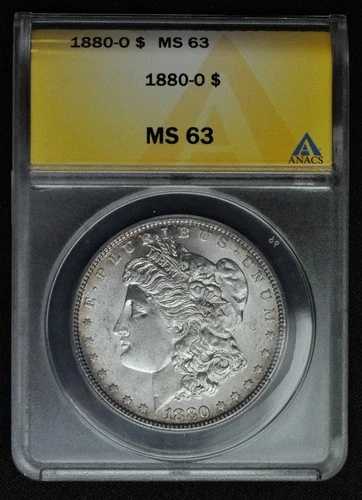 1880 O - モルガン銀貨 - ANACS MS63