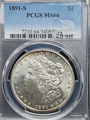 1891-S モルガン銀貨 $1 PCGS MS 64