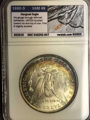 トーン付き 1880 O NGC MS63 VAM 48 ささくれバラエティ トップ100 モルガン銀貨