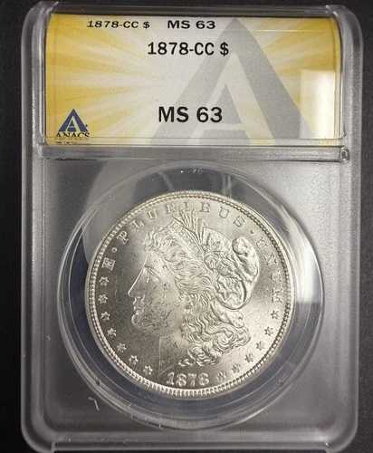 1878-CC モルガン銀貨、MS63、ANACS (10502)