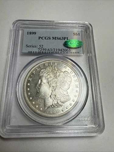 1899年 モーガン シルバー ドル ? PCGS MS-63-PL CAC ? 1ドル コイン プルーフタイプ 希少グレード