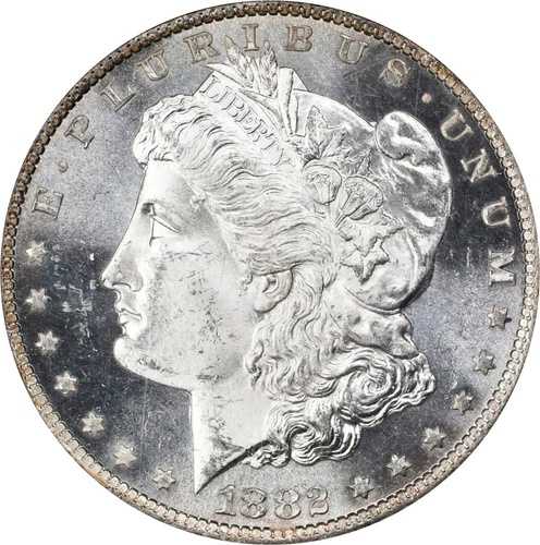 モルガン・ダラー 1882-CC、PCGS MS-64 プルーフ級！見事なコイン！驚くほど美しい！