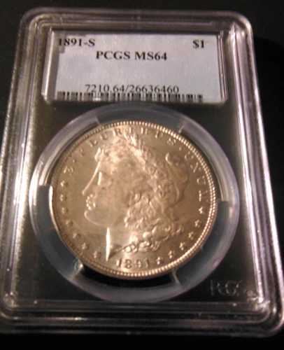 1891-S 米国モルガン銀貨 1ドル - PCGS MS64