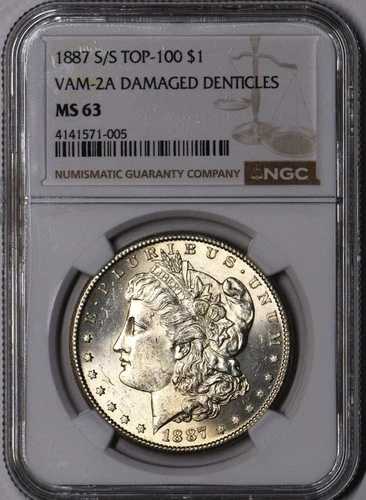 1887-S S/S トップ100 VAM-2A ダメージデンティクル モルガン・ダラー NGC MS-63