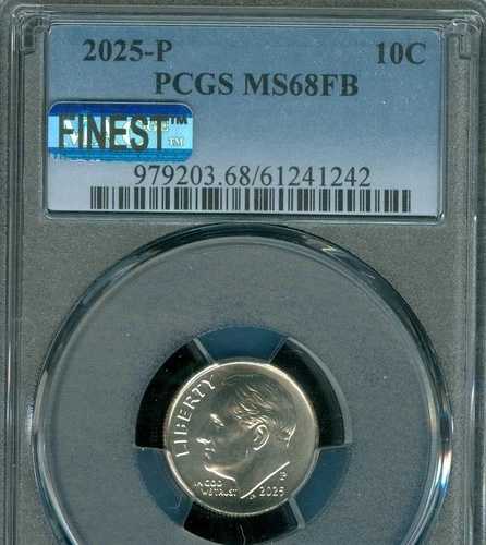 2025 P ルーズベルト ダイム PCGS MS68 FB MAC 最高級 & スポットレス POP-4 レア。