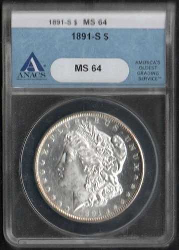 MALACK 1891-S モルガン・ダラー ANACS MS 64 コイン125