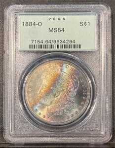 1884-O モルガン・ダラー PCGS MS64 レインボートーン