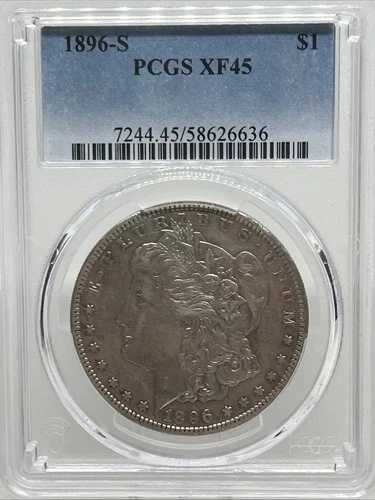 1896年 S モーガン シルバードル PCGS XF45 若干の変色あり