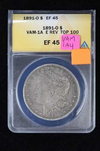 1891-O モルガン・ダラー VAM-1A4 ANACS EF 45 VAM-1A E Rev トップ100 3AJ0