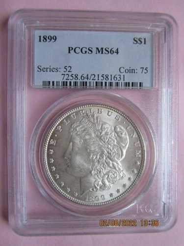 1899年 モルガン銀貨 - PCGS MS 64 による鑑定 - 発行枚数が非常に少ない