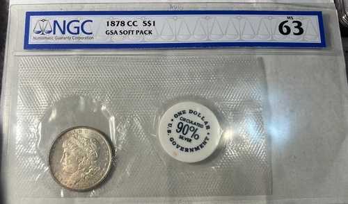 1878-CC GSA ソフトパック NGC MS63 モルガン銀貨