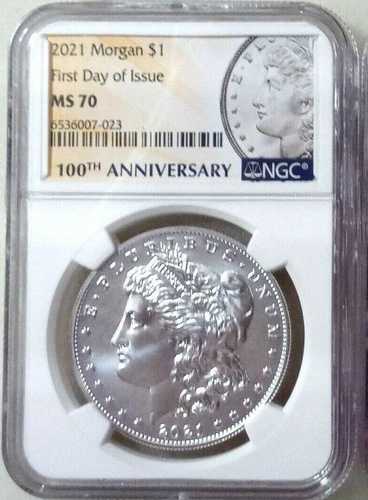 2021年 P モルガン シルバー ダラー - プライベート NGC MS70 ~~ FDOI 初日発行 ~ 希少