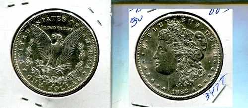 1888 S モーガン シルバー ドル CH BU 347T