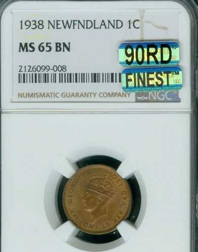 1938 ニューファンドランド セント NGC MS65 BN MAC 90RD & 最高級レジストリ POP 2 *|WORLD RESOURCE【QUEEN店】