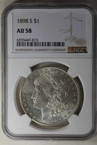 1898-S $1 NGC AU58 モルガン銀貨、ミス・リバティ・ヘッド・ドル｜WORLD RESOURCE【QUEEN店】