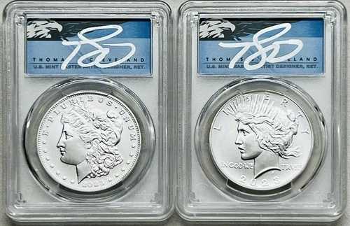2023年 モーガン/ピース シルバードル 2枚セット PCGS MS70 FDI トーマス クリーブランド POP-20
