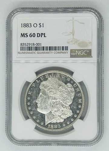 1883-O モーガン銀貨 1 ドル硬貨 NGC MS 60 DMPL (希少グレード!!!)