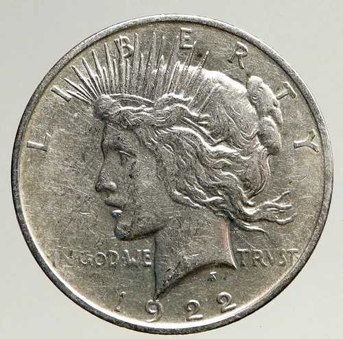 1922年米国アンティークシルバーピースドルコイン（自由と鷲の紋章付き）i93651