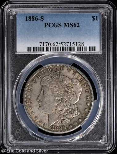 1886-S 1ドル モルガン銀貨 PCGS MS 62 | 未流通 UNC