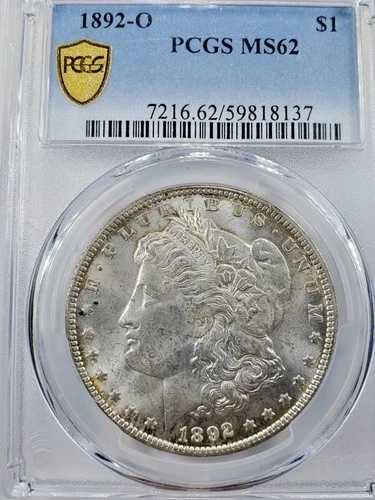 1892-O モルガン銀貨 - PCGS MS 62 - ゴールドシールド