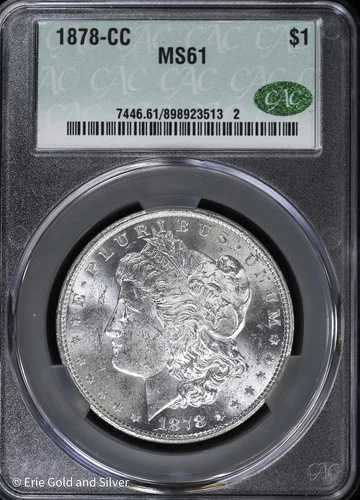 1878-CC 1ドル モルガン銀貨 CAC MS 61 | 未流通 UNC|WORLD RESOURCE【QUEEN店】