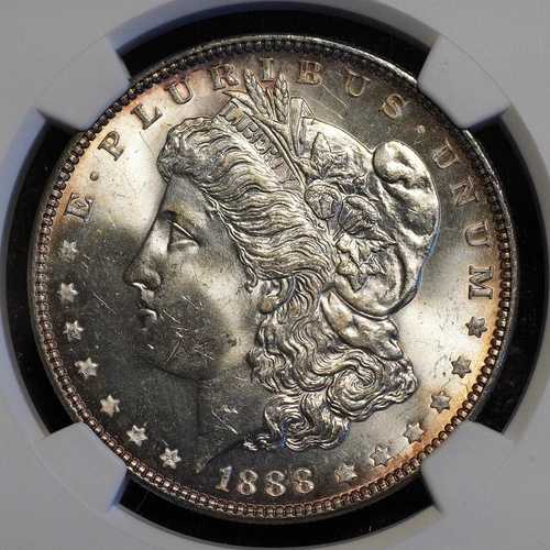 米国モルガンドル 1888年 自由の女神コイン NGC MS 64 TONED リム 90% シルバー C5458｜WORLD RESOURCE【QUEEN店】