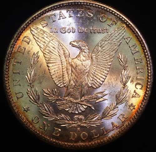 1881年 S モルガンドル 1ドル 米国製 トーン加工 リバティ サンフランシスコ 90% シルバー コイン C4526