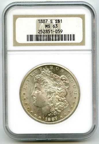 1887-S モルガン銀貨 NGC MS63 認定 - サンフランシスコ造幣局 - K776