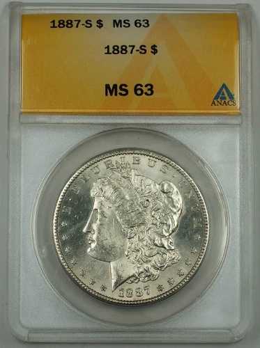 1887-S モルガン銀貨、ANACS MS-63