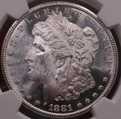 米国モルガン銀貨 1881年 S サンフランシスコ トーン リバティコイン MS63 NGC C5983