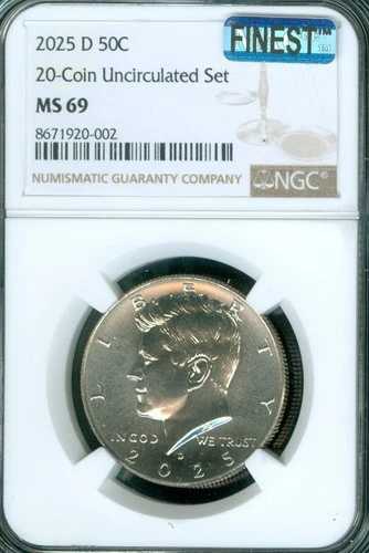 2025 D ケネディ ハーフ ダラー NGC MS69 MAC 最高級グレード レア。