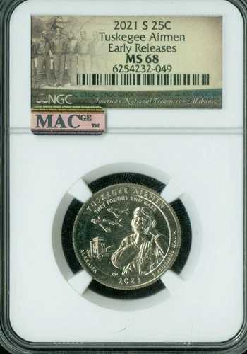 2021 S タスキージー クォーター NGC MS68 ER MAC スポットレス わずか 2 ファイナー。