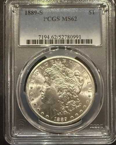 1889-S モルガン銀貨 MS62、PCGS (11769)