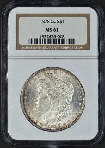 1878 CC 1ドル モルガン銀貨 NGC MS 61