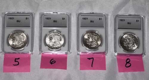 1921年 モルガン銀貨 - コイン4枚セット - すべてBU !!! 90%銀