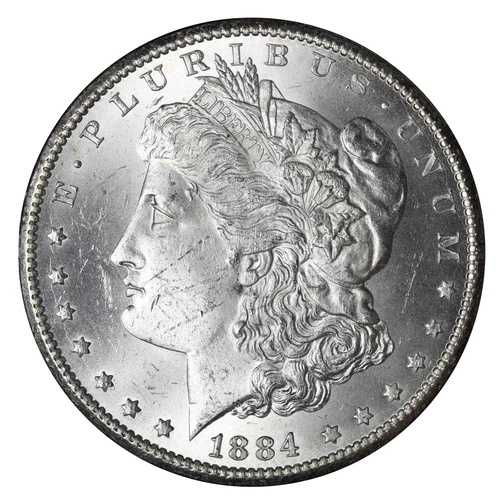 1884-CC モルガン銀貨 GEM BU *未流通* MS E373 KNPM