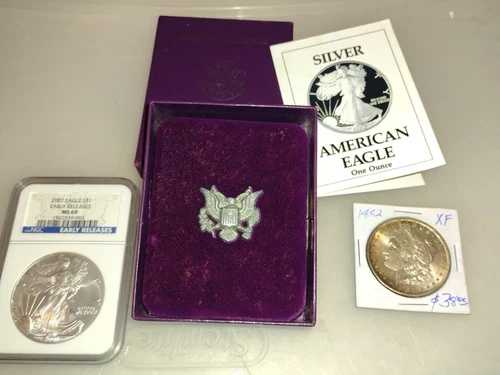 2007 MS69 NGC シルバーイーグル ER & 1882 シルバーモルガン、1990 シルバーイーグル プルーフ|WORLD RESOURCE【QUEEN店】