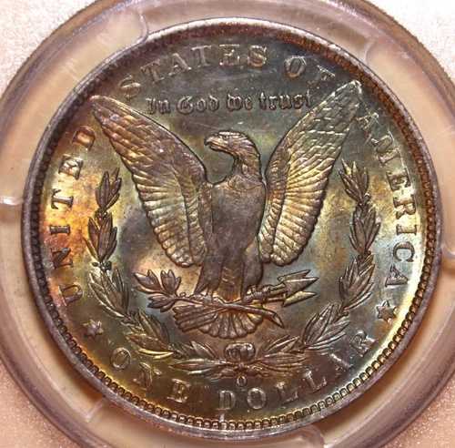 1891-O モルガン銀貨 - PCGS MS63 - 裏面に色付き - #0486C