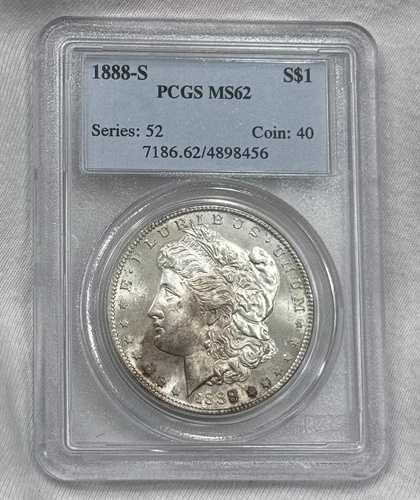 1888-S 1ドルモルガンドル - PCGS MS-62 美しい色調のBu Unc まばゆいばかりの光沢
