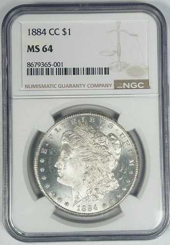 1884-CC モーガン シルバー 1 ドル硬貨 NGC MS 64 がより良く見えます!!!!
