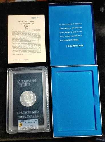 1883年 CC カーソンシティ GSA モルガン銀貨 PCGS MS64 PL プルーフライクボックスとCOA