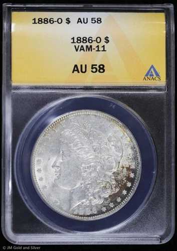 1886-O 1ドルモルガン銀貨 ANACS AU 58 | VAM-11