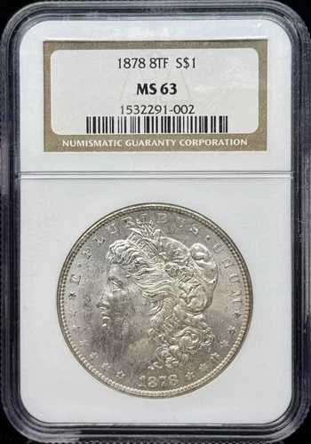 1878年 モルガン銀貨 NGC MS-63 8TF